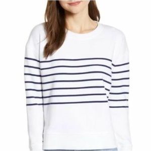 Vineyard Vines Heritage Striped Crewneck Sweatshirt Navy and White Size Small